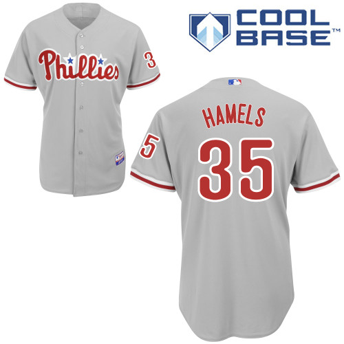 Cole Hamels #35 MLB Jersey-Philadelphia Phillies Men's Authentic Road Gray Cool Base Baseball Jersey